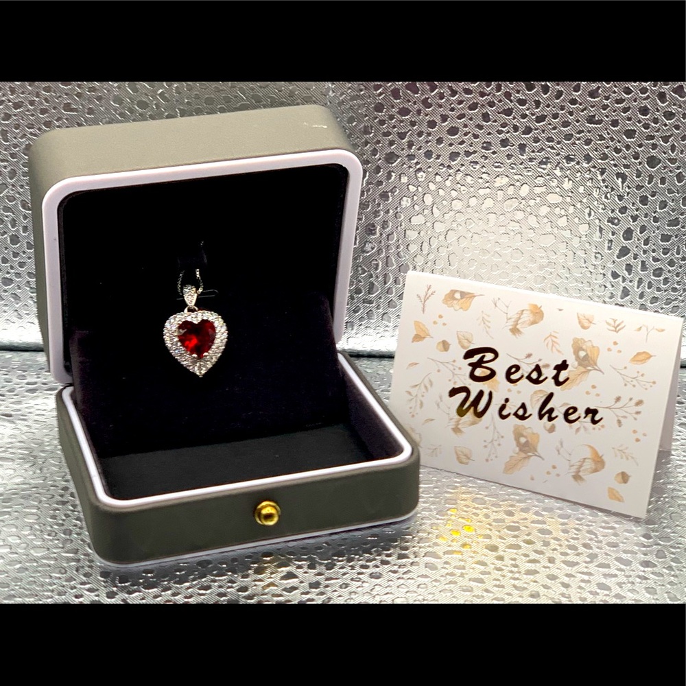 Ruby heart birthstone necklace (July)